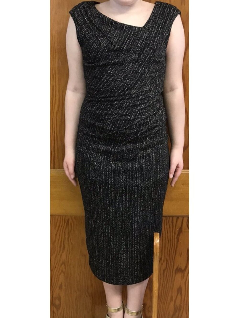 Gorgeous VTG Le Château Asymmetric Ruched Sheath Dress Size XXS (Made in Canada)